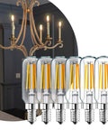 4W LED Candelabra Bulbs 6-Pack, Dimmable Warm White 3000K T6/U Shaped, 40W Equivalent, E12 Base, UL Listed Indoor Chandelier