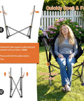 Heavy Duty Folding Hammock Chair With Adjustable Backrest For Camping, Travel, And Patio; foldable steel frame setup guide.