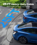 Plug And Play Level 2 Portable EV Charger For Home Garage No Fuss 32A 240V With NEMA 14-50 Plug And 25Ft J1772 Cable in use