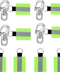 Beefy Heavy Duty Snap Shackle With Swivel Eye Quick Release for Sailboat Rigging shown with lime reflectors.