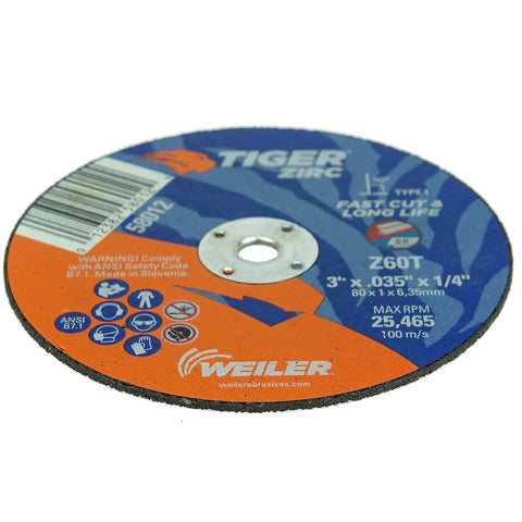 Pro Grade Zirconia Alumina Metal Cutting Wheel 3 Inch Fast Cut Long Life For Heavy Duty Metalwork 0.035 Inch Thick Z60T