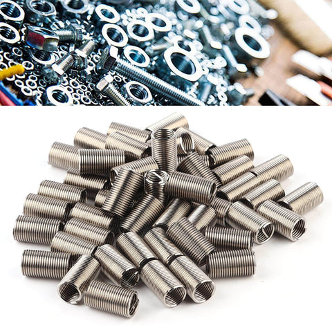 50 Pieces M10x1.25 Helical Stainless Steel Threaded Inserts With Locking Wire Anti Loosening Sleeves Spiral Circle Repair Inserts
