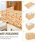 Top Shelf Foldable Storage Bin With Snug Flip Top Lid And Reinforced Handles For Bedroom Closet Organization, 16.5 x 12.6 x 11.8 fabric cube with festive design.