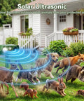 Motion Sensor Ultrasonic Outdoor Animal Deterrent With LED Strobe Lights For Cats, Dogs, Deer, Fox, Raccoon, Squirrel, Skunk And Rabbit For A No Fuss Lawn Yard Wildlife Repeller 2 Pack on garden stake