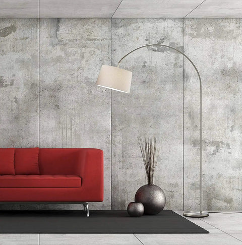 Tall Matte Black Arc Lamp With Burlap Shade Adjustable Shade Foot Step On Off Switch Nearly 7 Feet Tall Dope Loft Vibe