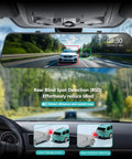 12 Inch 4K Front And Rear Mirror Dash Cam With Crystal Clear Night Vision And Parking Monitor, App WiFi, GPS displayed in car