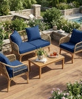 Outdoor Chair Cushions Set Of 4 For Patio Furniture 24x24 Inch Deep Seat Cushions With 24x22 Inch Backrest Waterproof Fade Resistant Navy Blue