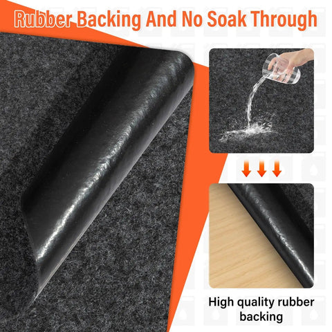 Close-up of 2 Pack Premium Oil Spill Mat with rubber backing, showing water resistance and absorbent top layer for garage floor protection.