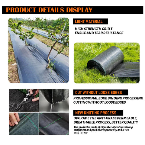 Details of Heavy Duty Woven Landscape Fabric Weed Barrier Ground Cover Geotextile Cloth Durable Polypropylene Weed Control Roll