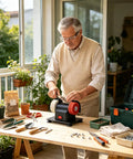 Heavy Duty Mini Bench Grinder With Dual Grinding Wheels For Precise Tool Sharpening And Burr Removal Electric Tabletop Machine in use.