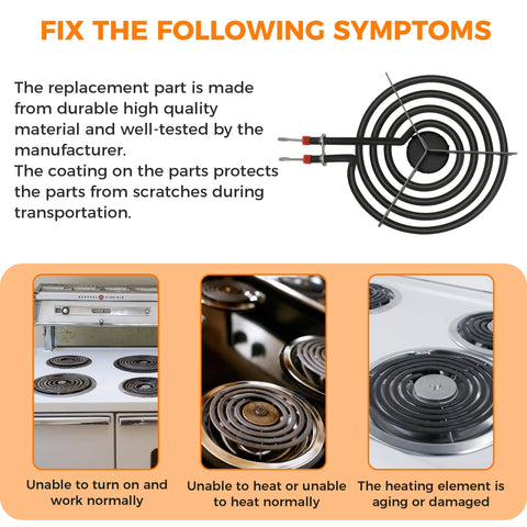 6 Inch MP15YA Electric Range Burner Coil Element 1500W Four Turn Replacement 660532 for Whirlpool Cooktops