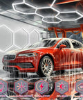 Hexagon LED Garage Light Fixture Pack 24 Count High Output 192W 23040LM 6500K Super Bright Grid System For Warehouse Workshop Basement Gym Car Detailing