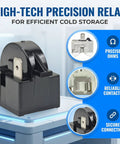 4.7 Ohm 1 Pin PTC Start Relay With Refrigerator Overload Protector for Mini Fridges and Coolers on a table display