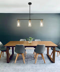 Three Light Linear Farmhouse Kitchen Island Lighting In Black And Gold Finish With Glass Shades Modern Industrial Pendant Lights