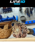 4 Inch Sanding Mop Kit With 3 Flap Wheels 80 120 240 Grits For Drill Shank Quarter Inch Woodworking And Metal Finishing
