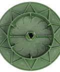Top view of Pop Up Drainage Emitter with Elbow and Adapter for 3 Inch and 4 Inch Drain Pipes Green Plastic Water Release System