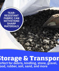 Heavy Duty Builder Bulk Bags 200 Gallon White Woven Polypropylene Trash Bags filled with gravel for Demolition And Construction Jobs