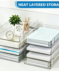Clear Acrylic 4 Tier Desk Organizer Stand for A4 and Letter Papers File Folders Notebooks and Office Gear Vertical Storage Rack
