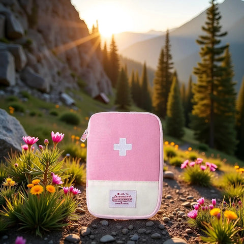 Pink Small First Aid Bag Empty Portable Medical Kit For Outdoor Camping Hiking Travel Emergency Pouch With Compartments