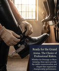 Person tightening Western Cowboy Spurs Set With Six Hole Spur Belt, Stainless Steel Spurs With Rotatable Gear And Leather Spur Straps
