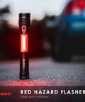 Slide Out COB Work Light And Flashlight With Strong Magnetic Base Slyde Plus Two In One Handy Tool on road with red flasher