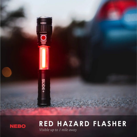 Slide Out COB Work Light And Flashlight With Strong Magnetic Base Slyde Plus Two In One Handy Tool on road with red flasher