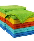 Must Have Everyday All Purpose Microfiber Cleaning Cloths 20 Pack in assorted colors stacked together.