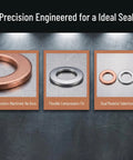 Close-up of Oil Drain Plug Crush Washer Kit for Cars, Universal Gasket Set in Aluminum and Copper with dual materials.