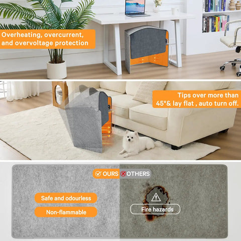 Under Desk Foot And Leg Warmer Space Heater Portable Quiet Personal Heater for home office, safety features, gray color.