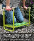 Person using Garden Stool And Kneeler Set Heavy Duty Garden Seat With 10 Inch Wide Soft Kneeling Pad Non Slip Bench for gardening