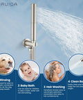 Do It All Three Function Shower System With Tub Spout And Ten Inch Round Rainfall Shower Head Handheld Spray