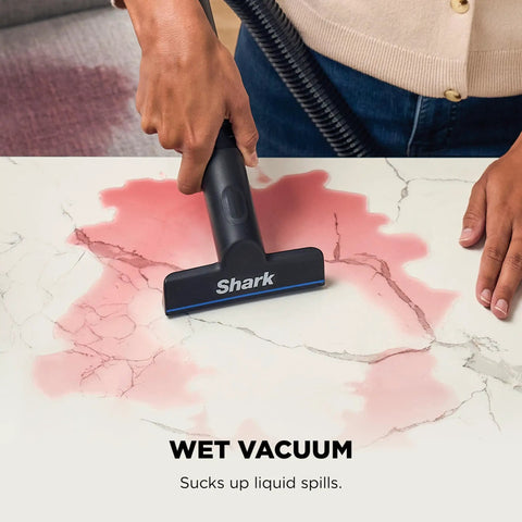 EveryMess Ultra Powerful Mess Busting 3 In 1 Wet Vacuum Dry Vacuum And Stain Eliminator in use on liquid spill on countertop