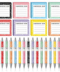 Back To School Must Have 16 Piece Composition Notebook Set With Sticky Notes And Ballpoint Pens featuring colorful designs