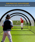 Backyard Portable Batting Cage Net For Baseball And Softball, Pop Up Cage 22 Ft By 12 Ft By 8 Ft, Pitching Machine Hole display