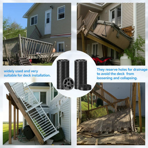 Heavy Duty Deck Ledger Spacers Bulk Pack Featuring Two Inch Round Base And Half Inch Width For No Sweat Installation Plus Top Notch Drainage on displayed deck support systems.