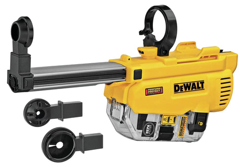 Dust Extractor For Rotary Hammer With D-Handle, 1-1/8 Inch Bit, Three Replaceable Nozzle Heads, Supports Up To 1 Inch Bits, 1.5 Inch Shoulder, Small Diameter Bits 0.5 Inch, Up To 10 Inch Bit Length, Quick Release Assembly