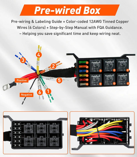 Beefy 6 Way Waterproof Fuse Relay Box With Built In Diodes Pre Wired 12 AWG Harness Includes Relays And Terminals ATC/ATO Fuses