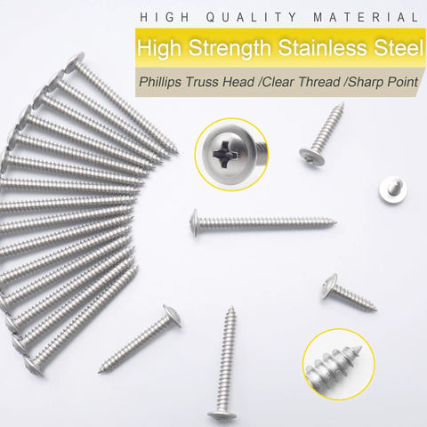 Rock Solid Two Fifty Pack Number Eight By One Half Inch Forty One Stainless Steel Self Tapping Wood Screws With Phillips Bit.