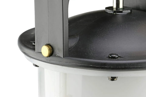 Close-up view of the top of the Slick Manual Fluid Evacuator Pump For Muscle Cars And Street Rods with automatic stopper.