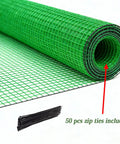 Temporary Garden Fence 4x100 Feet With 50 Zip Ties Heavy Duty Plastic Snow Fence Yard Barrier, green roll of fencing material and ties