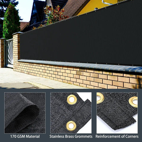 Chain Link Fence Privacy Screen 6 By 50 Feet, 90 Percent Privacy Outdoor Fence Cover With Brass Grommets, 170GSM HDPE Privacy Fence Shield installed.