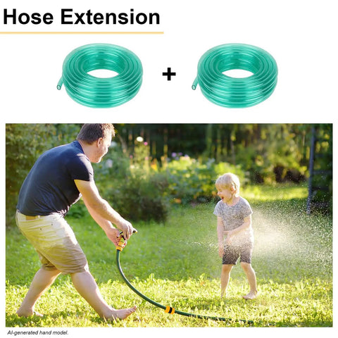 No-Fuss Garden Hose Repair Kit For Five Eighths And Three Quarters Inch Hoses used in playful garden scene with child
