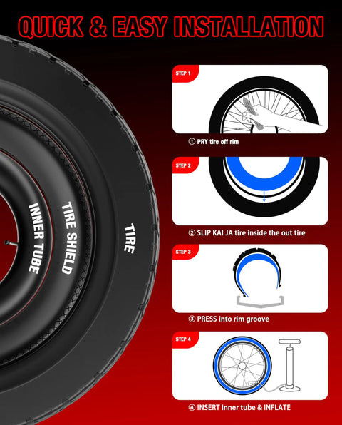 Step-by-step installation of Anti Puncture Tire Insert For 20 By 4 Inch Fat Bike Tires Puncture Resistant Liner.