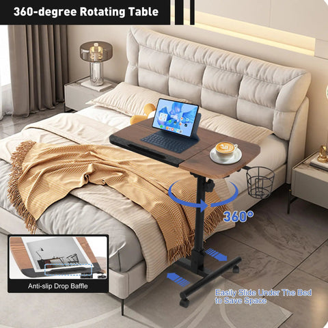 Super Chill Rolling Laptop Desk With Height Adjustable Dual Shelves And On Board Cup Holder Hella Flexible Bedside Table Ideal For Relaxed Couch Days Smooth Home Office Hustle Or Dorm Room Study Sessions