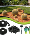 No Dig Landscape Edging Kit 1.5 Inch By 100 Foot With 150 Spikes, Hammer And Gloves in cactus garden setting