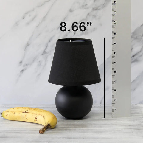 Mini Ceramic Globe Table Lamp With Matching Fabric Shade In Black Compact Desk Or Nightstand Light For Living Room Bedroom Or Dorm Perfect Accent Piece Uses 1 40W Equivalent E12 Bulb Not Included