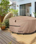 Round Patio Furniture Cover For 76 Inch Table And Chair Set, Waterproof Outdoor Protection, on a patio deck