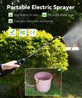 Electric Garden Sprayer Portable Battery Powered Watering Wand With Telescopic Handle No Manual Pump in use on bushes