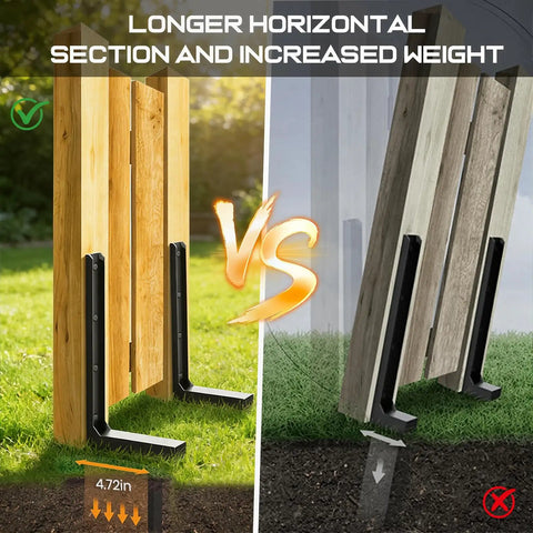 Comparison of Heavy Duty Fence Post Repair Kit With Rust Resistant Metal H Shaped Support Bracket And Anchor Bolts on wood and metal fences