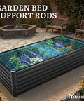 Heavy Duty Galvanized Raised Garden Bed Kit 8x4x2 Ft Large Metal Planter Box With Gloves And Safety Rubber And Support Rod For Outdoor Veggies And Flowers Black installed in garden
